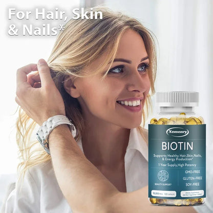 Biotin Capsule Supplement 10000 Mg - Beautiful Hair, Skin and Nails, Dietary Supplement