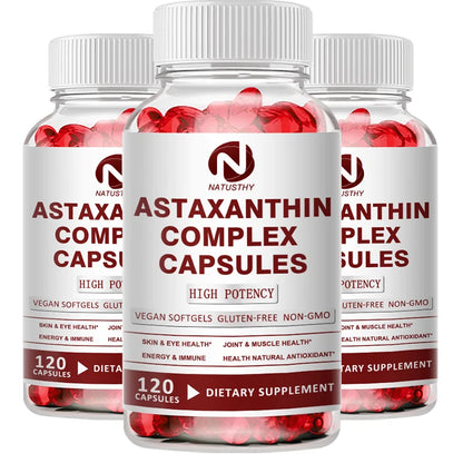 Astaxanthin Complex Capsules 12mg for Brain, Heart, Joint Bone, Eye, Skin, Immune System Health