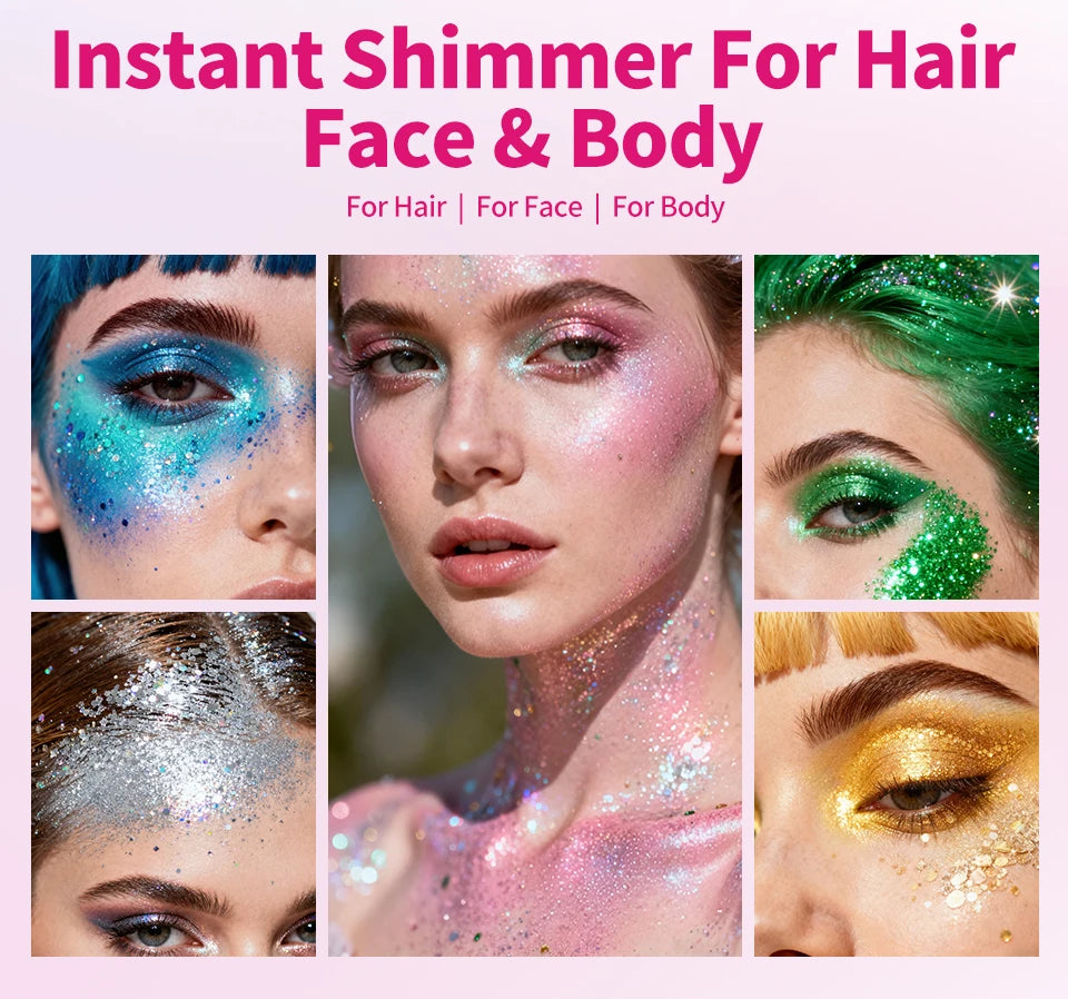 Fairy Dust Sparkling Sequins Glitter Bar Makeup Face Body Glitter Gel Hair Glitter Spray Christmas Paillette for Child Girl