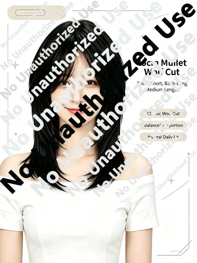 Natural Black Mullet Wolf Cut Wigs For Women Men Short Shoulder Layered Hair Heat Friendly Synthetic Full Wig Cosplay Daily Wear