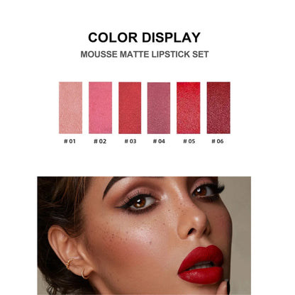 Matte Lipstick Set 6 Colors Velvet Texture Long Lasting Non Drying Lip Makeup Women Gift Box