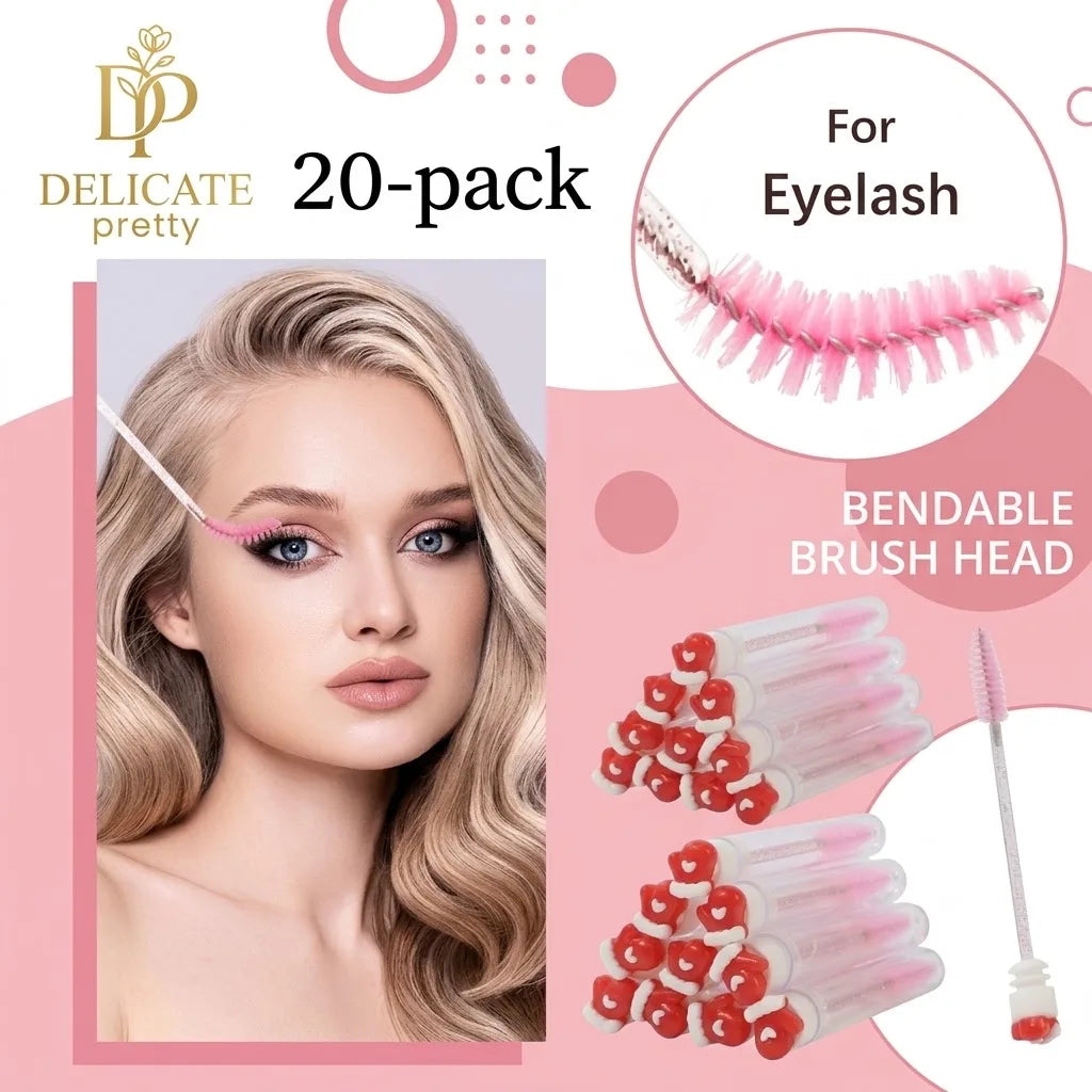 20Pcs Christmas Mascara Wand Eyelash Brushe Spoolies Eye Lash Extension Tool Makeup Accessories Xmas Gift for Women Random Style