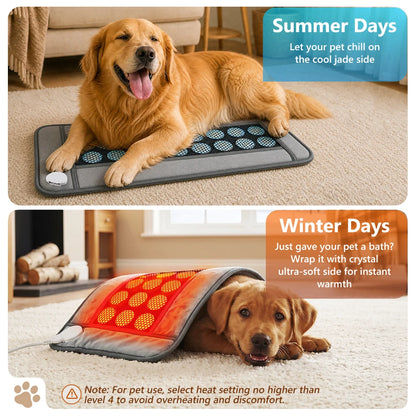 Jade Heating Pad for Period Comfort, Warm Belly Wrap with 27 Natural Jade Stones, 9 Heat Levels, 4 Timers, Washable Mat