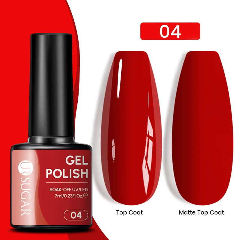UR SUGAR 7.5ML Blue Black Red Glitter Sequin Color Gel Nail Polish Semi-permanent Varnish For Nail Art Manicure Soak Off UV Gel
