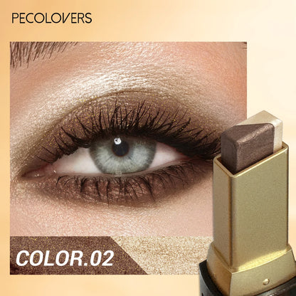 1Pc Dual-Color Eyeshadow Stick, Blendable Eye Color For Daily Makeup, Brown And Pink, Cosmetic Eye Makeup Product
