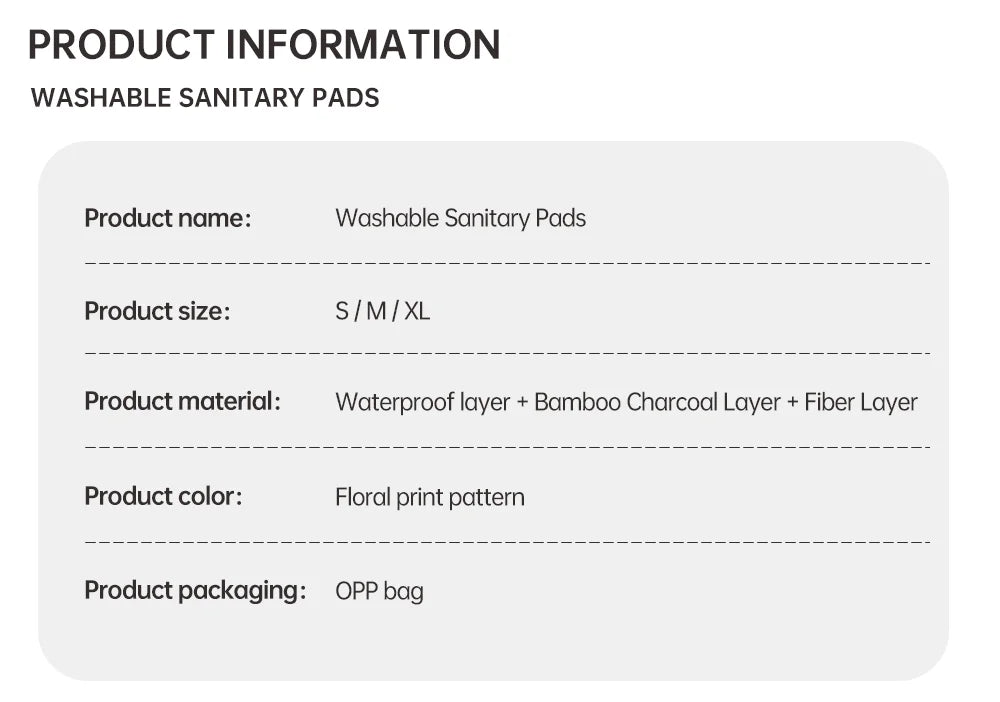 10Pcs Mixed 3 Sizes Reusable Cloth Menstrual Pads with Storage Bag, Washable Soft Sanitary Napkins Set.