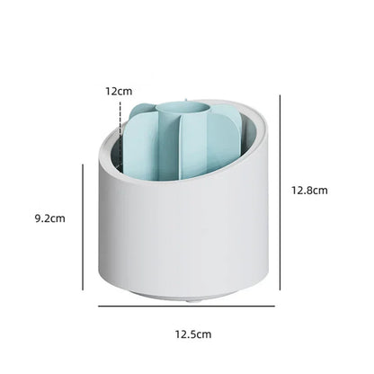 Desktop Cosmetic Brush Organizer 360° Rotating Makeup Brushes Holder 7 Grids Lipstick Eyebrow Pen Holder Eye Shadow Storage Box