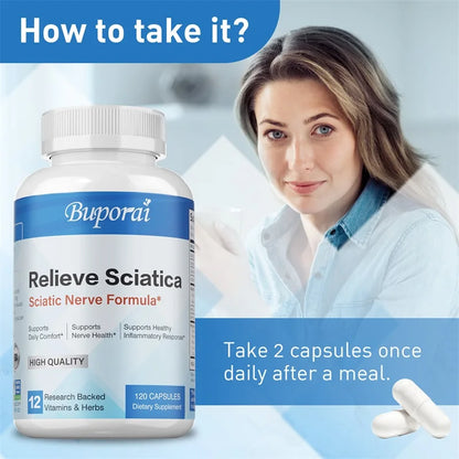 Relieve Sciatica Capsules - Helps Relieve Joint Pain, Discomfort in The Hips, Legs and Lower Back,Improves Nervous System Health