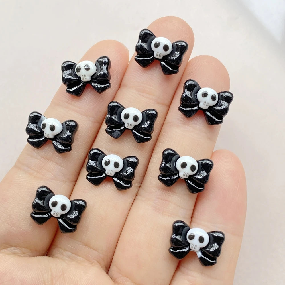 20Pcs Cute Cartoon Halloween cat, pumpkin, bat Nail Art Resin Designer Charms DIY Craft For Nail 3D Decorations Jewelry