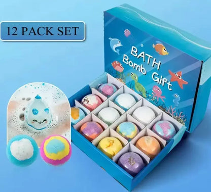 New 12PCS Ocean Toy Bath Salt Balls, Bubble Bath Balls for Adults & Kids, Fun Educational Bath Toys Party Favor Set