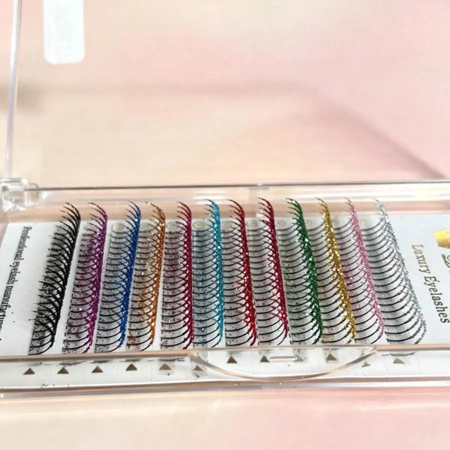 Domi Lash 12 Line 12 Color Cosplay Eyelash Extension New Fashion Christmas Glitter Soft Mink False Eyelash Individual Lashes