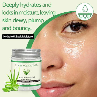 YUVK Organic aloe vera gel, deeply moisturizing and effectively hydrating. Ideal for hair, scalp, face, dry skin, acne.
