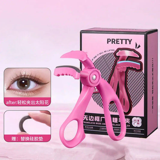 Wide Tooth Comb eyelash curler with Silicone Refilll Pads, Long-lasting Shaping Wide-angle Partial Eyelash Curler Beauty Tool