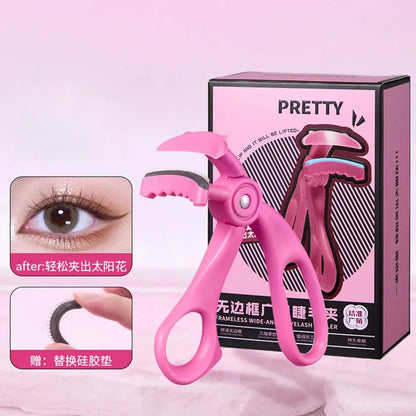 Wide Tooth Comb eyelash curler with Silicone Refilll Pads, Long-lasting Shaping Wide-angle Partial Eyelash Curler Beauty Tool