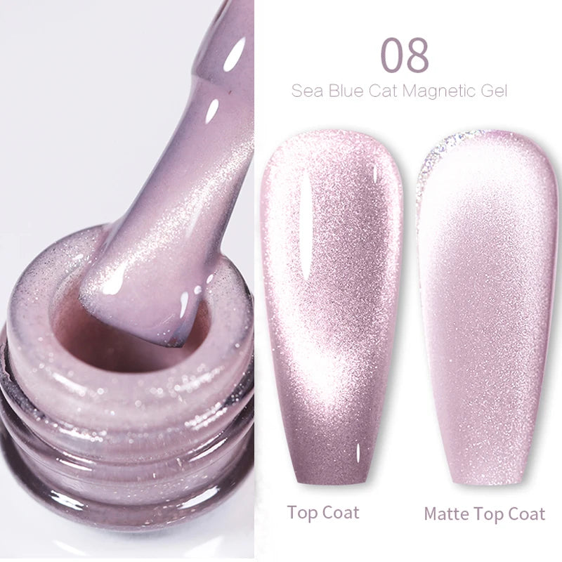 BORN PRETTY 10ml Rainbow Glass Cat Magnetic Nail Gel Polish Sparkling Double Light Reflective Glitter Colorful Laser Varnish