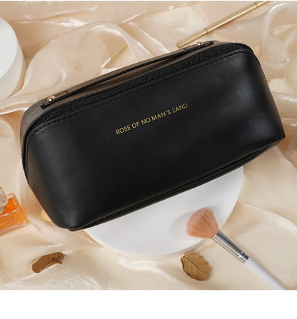 Women Travel Makeup Bag PU Cosmetic Organizer Large Capacity Toiletry Bag Wide Opening Portable Wash Bag