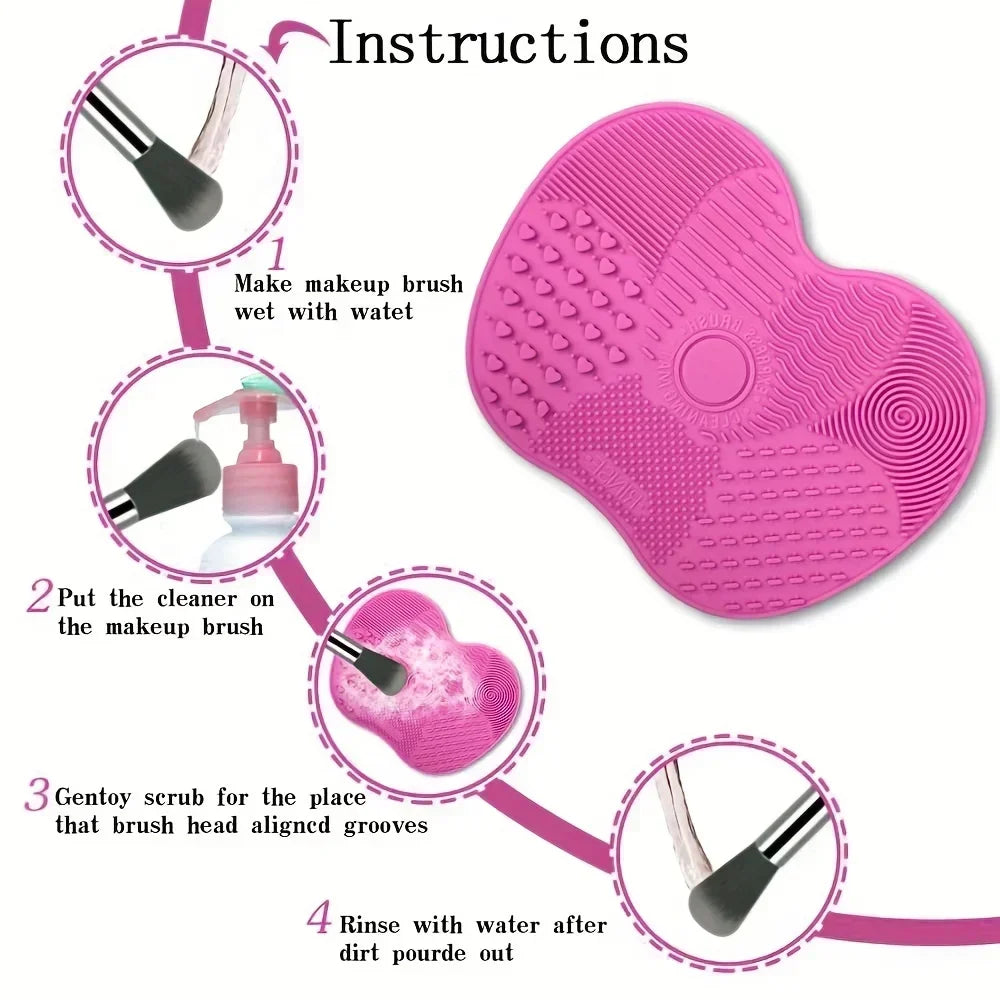 1Pc For Effective Cosmetic Tool Cleaning Makeup Brush Cleaner Silicone Cup Apple-Shaped Pad With Suction