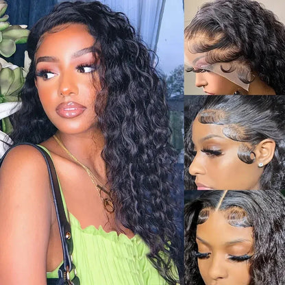 13x6HD Lace Synthetic Bohemian Knotless Braided Wig Density Long Deep Curly Braided Lace Front Wig Pre-Pulled Hair