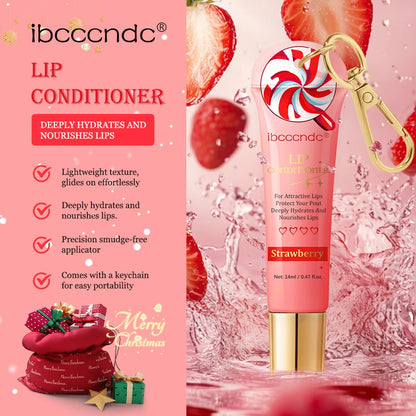 Christmas Gift 3Pcs Glossy Lip Gloss Set Strawberry Lip Balm And Lip Gloss Combo Long Lasting Hydrating Plump Lips