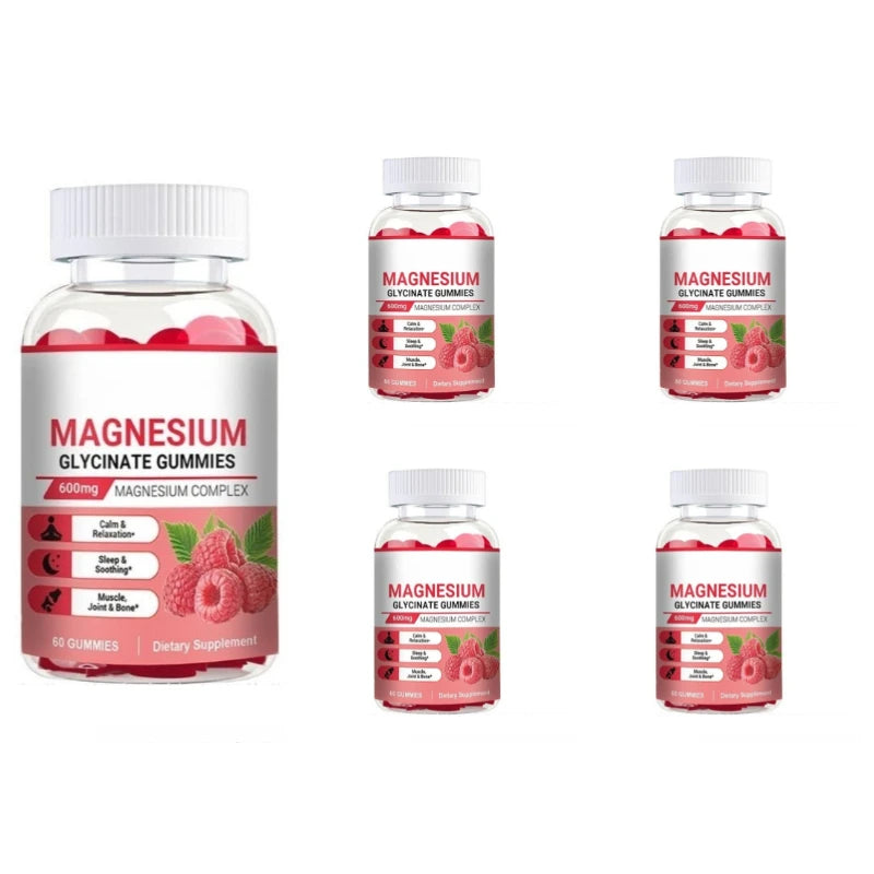 Magnesium Glycinate Gummies Vegan 600mg Magnesium Complex Chewable for Calm Relaxation and Sleep Soothing 60 Gummies