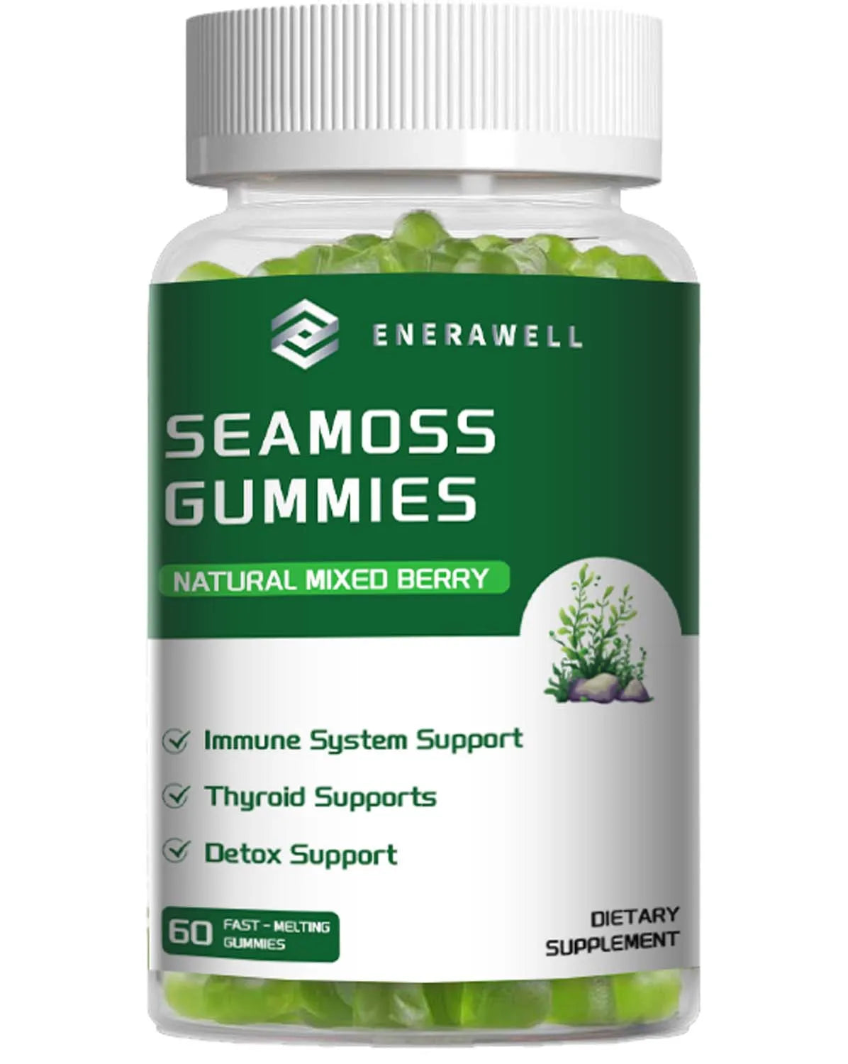 Sea Moss Gummies, Irish Sea Moss with Bladderwrack Burdock Root Elderberry & Black Cumin Seed Oil, Dietary Supplement, Immune System Support, 60 Gummies