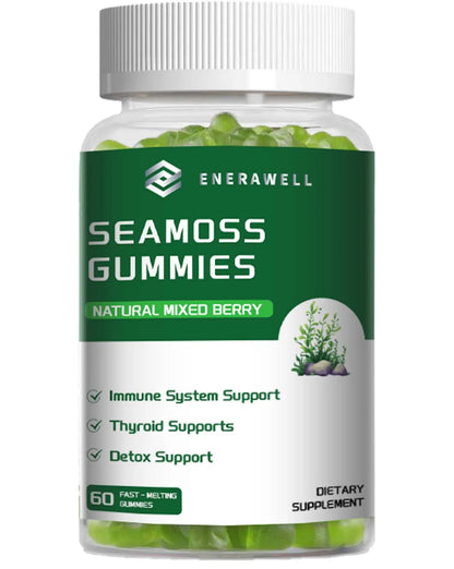 Sea Moss Gummies, Irish Sea Moss with Bladderwrack Burdock Root Elderberry & Black Cumin Seed Oil, Dietary Supplement, Immune System Support, 60 Gummies