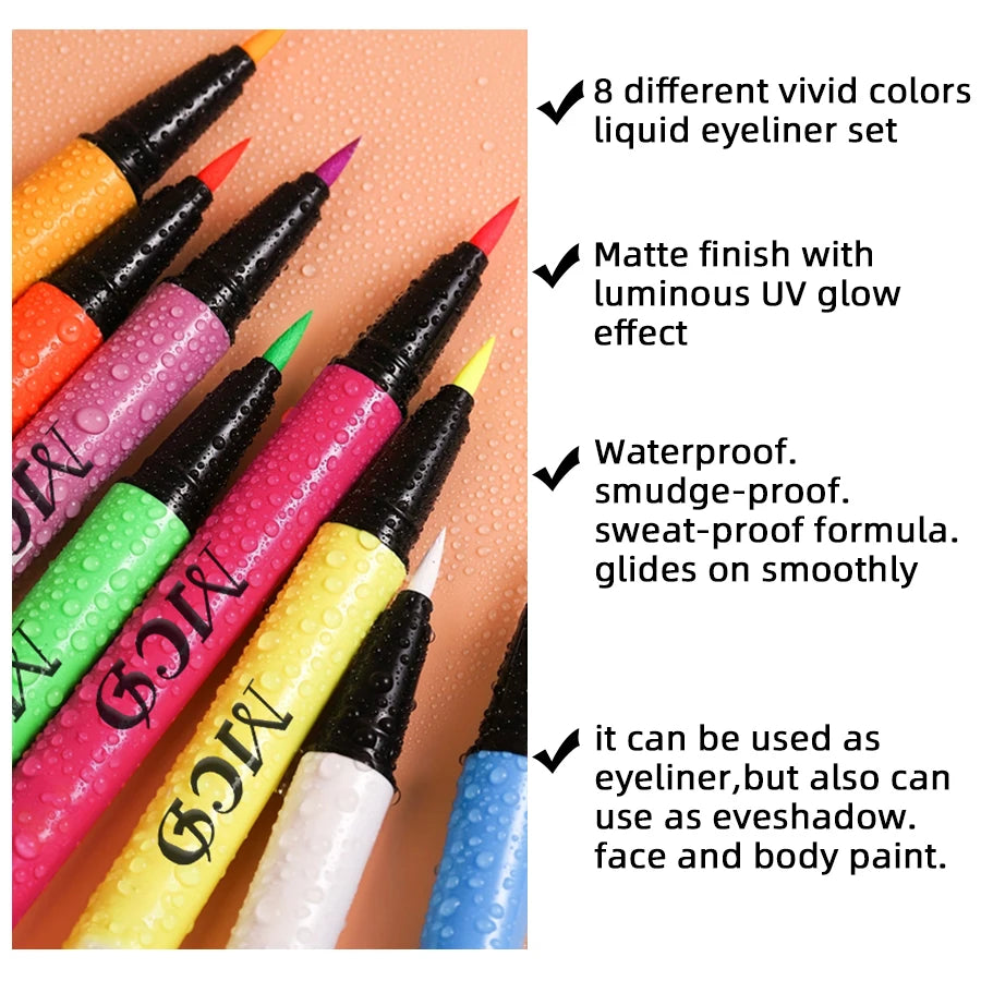 8 Colors Face Body Painting 1PC UV Light Neon Face Paint Art Makeup Blue Green Waterproof Christmas Party Body Paint Cosmetics