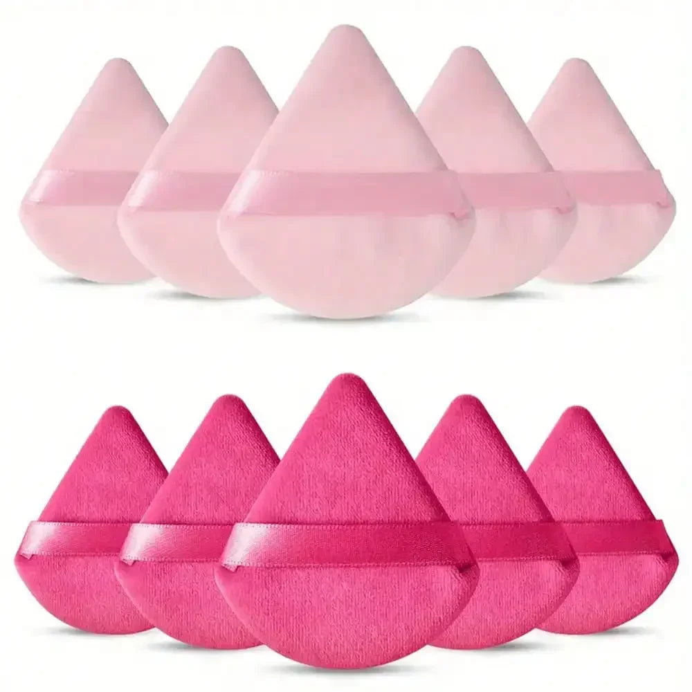 10 Pcs Triangle Velvet Powder Puff Pizza Flours Mini Face Makeup Sponge Cosmetics Washable Lightweight Makeup Tool
