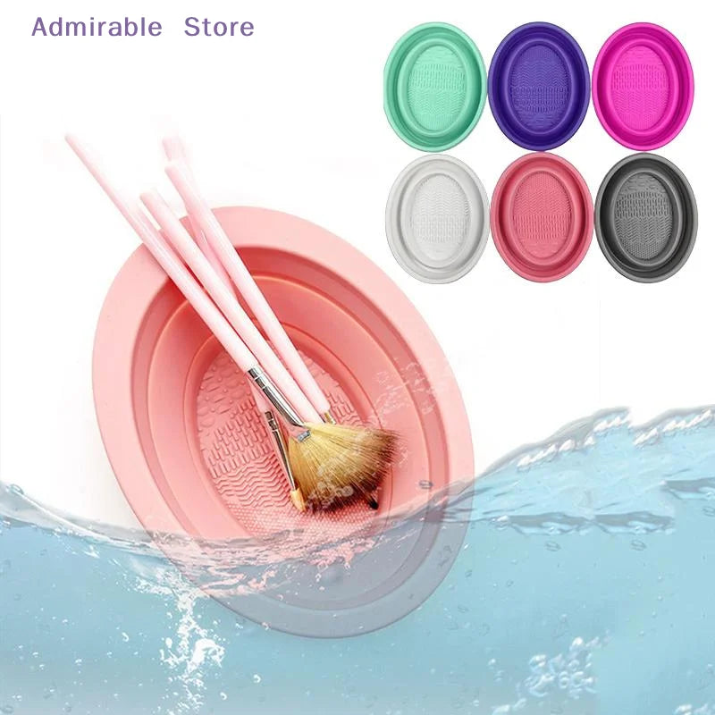 wSoft Silicone Makeup Brush Cleaner Folding Powder Puff Cleaning Bowl Eyeshadow Brushes Wash Clean Mat Beauty Tools Scrubber Box