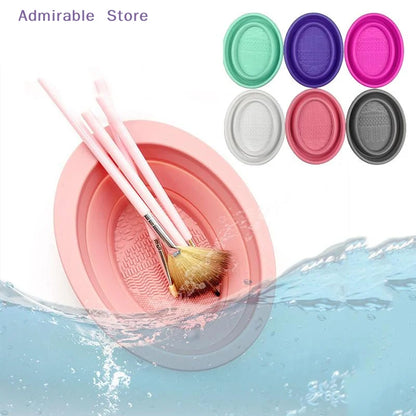 wSoft Silicone Makeup Brush Cleaner Folding Powder Puff Cleaning Bowl Eyeshadow Brushes Wash Clean Mat Beauty Tools Scrubber Box