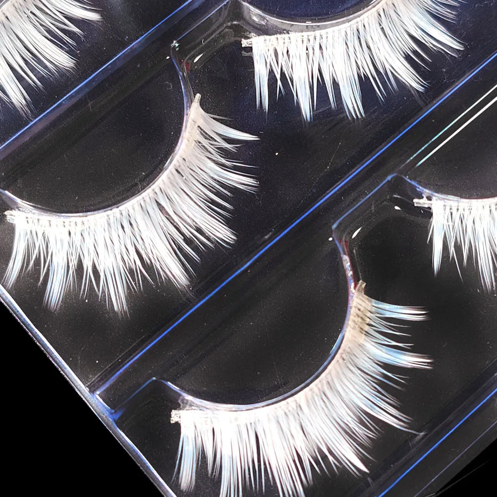 3 Pairs Cosplay White Eyelashes Extension Natural Looking Long Thick Janpanese Style Little Devil White Eye Lashes Halloween