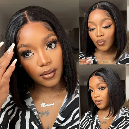 5x5 Glueless Bob Wigs Human Hair Pre Plucked Pre Cut Wear and Go 13x6 HD Lace Front Closure Wig Straight Short Wig 250 Density