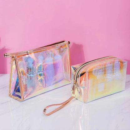Transparent Pretty Makeup Bags Fashion Laser Travel Cosmetic Bag Toiletry Brush Bags Organizer Necessary Case Wash Make Up Box