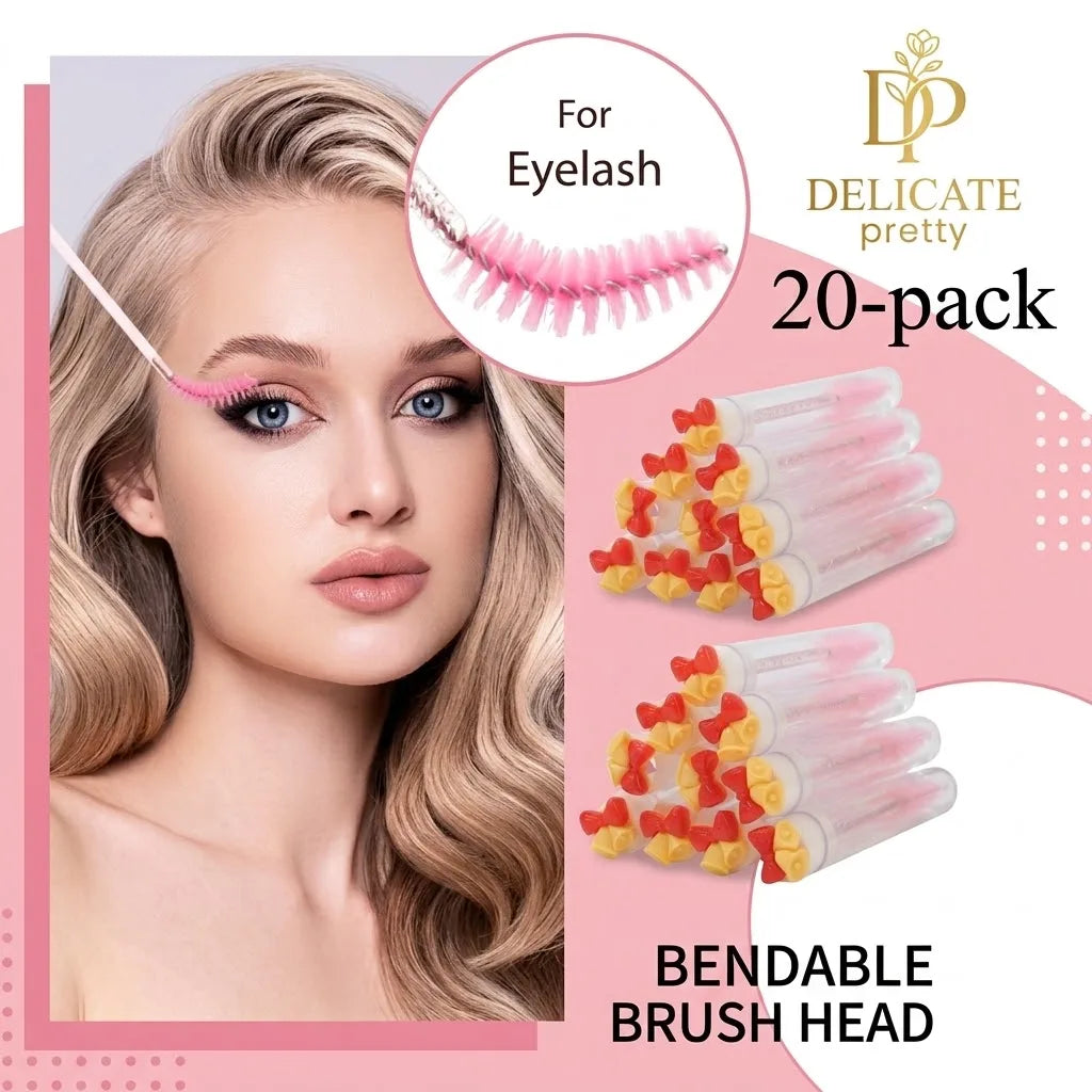 20Pcs Christmas Mascara Wand Eyelash Brushe Spoolies Eye Lash Extension Tool Makeup Accessories Xmas Gift for Women Random Style