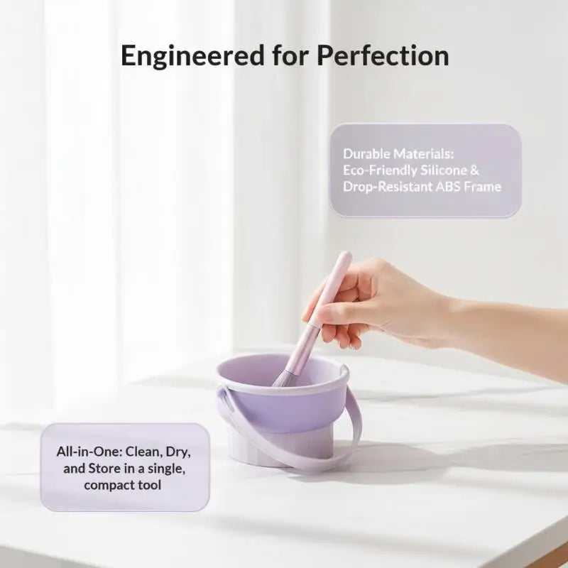 3-In-1 Foldable Silicone Makeup Brush Cleaner Mat & Drying Rack Lightweight Portable Cosmetic Brush Cleaner for Business Trips