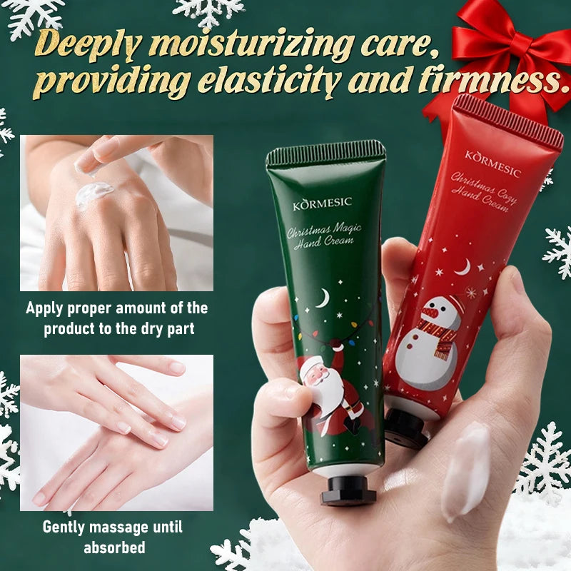 6PCS/Box Christmas gift box, lip balm hand Foot cream set, deeply hydrating lip moisturizer, lip color brighten, gift to women