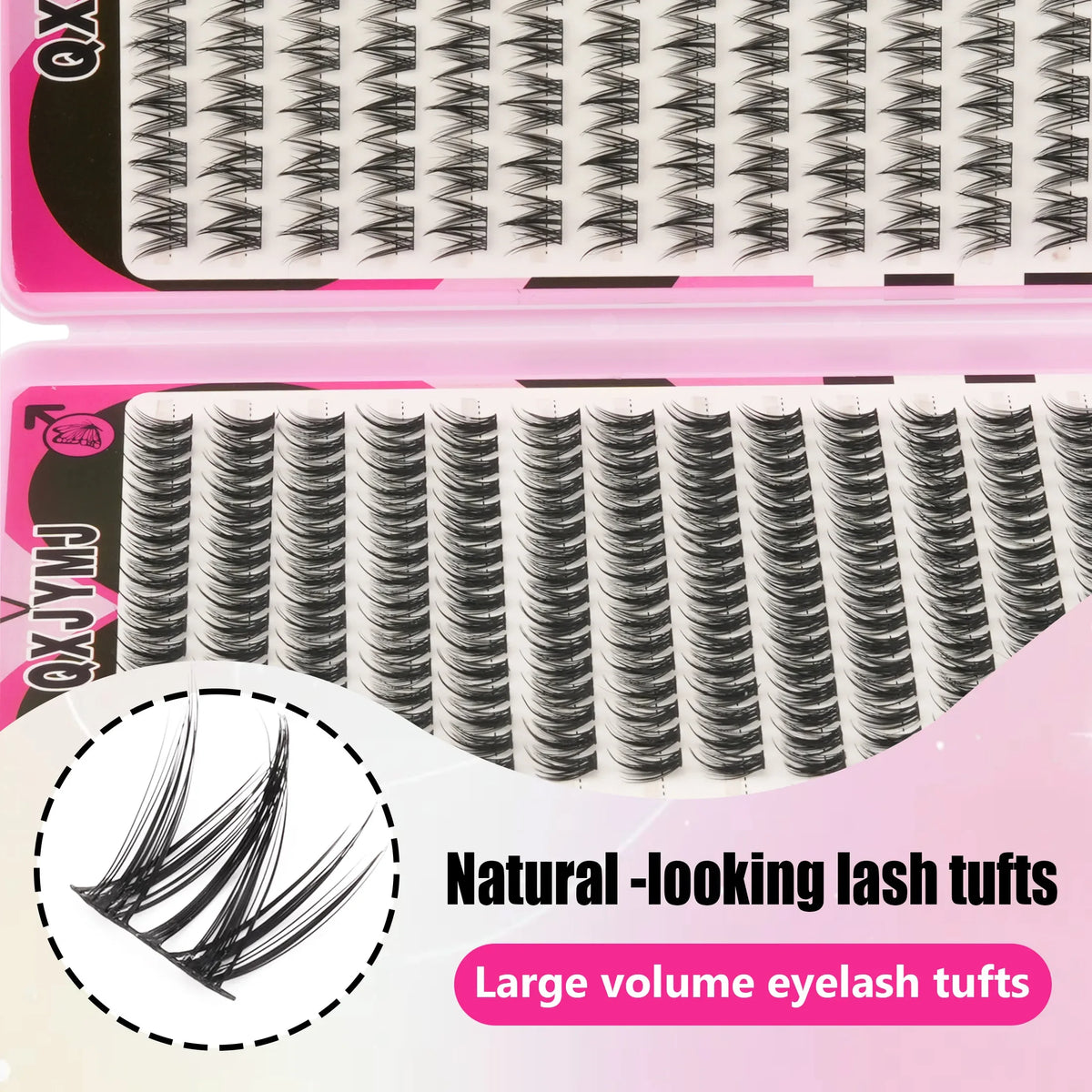 HOT SALE Lash Cluster Kit With Glue Tweezer & Brush, Mixed Length Fluffy Voluminous False Eyelashes, Cartoon-Style Natural Look
