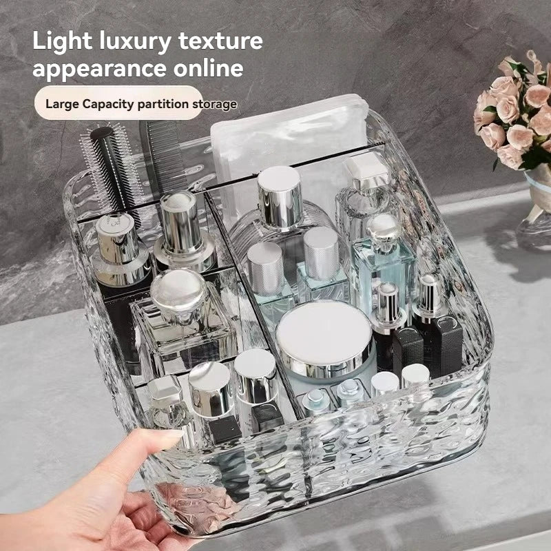 1Pc/Transparent Acrylic Cosmetics Storage Box Desktop Compartment Organizer Box Trapezoidal Cosmetics Storage