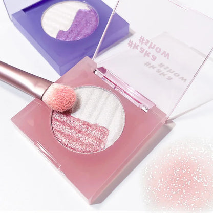 Kakashow Aurora Two Tone Highlighter Long Lasting Brighten Complexion Multi Use for Eye Highlight Contour Ideal Christmas Gift