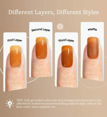 RSNAIL 10g Jelly Amber Gel Nail Polish Crystal Brown Nail Gel DIY Translucent Color Nail Art Gel Permanent UV Gel Polish Varnish