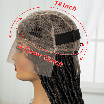 24Inch Full Lace Locs Braided Wigs with Baby Hair Lace Frontal Synthetic Braids Wigs for Black Women Natural HD Lace Braids Wigs