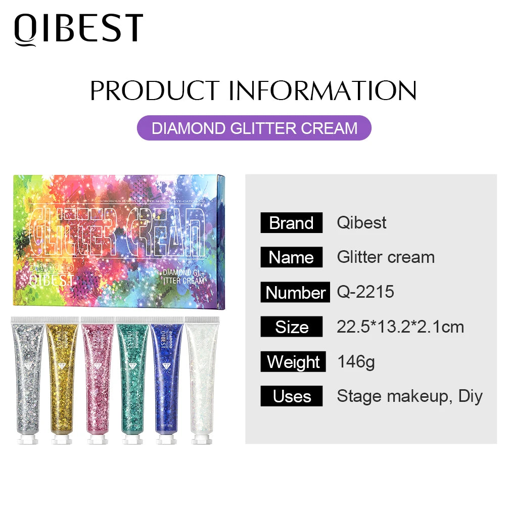 6 Colors Holographic Body Glitter Gel Set Christmas Party Makeup Face Eye Lips Hair Nail Cosmetic Festival Glitter Cosmetics