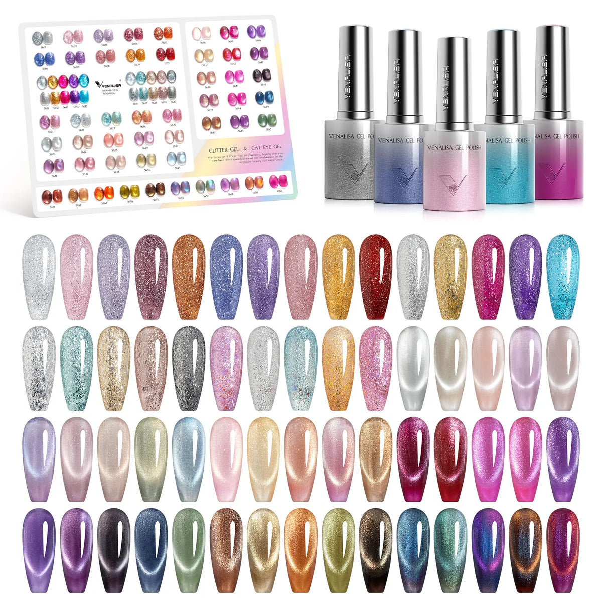 10ml Venalisa Hema Free TPO Free Gel Nail Polish Christmas New Year Soak Off Glitter Red Colors Cat Eye Magnet Nail Gel Polish