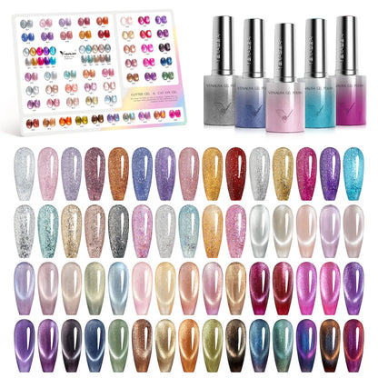 10ml Venalisa Hema Free TPO Free Gel Nail Polish Christmas New Year Soak Off Glitter Red Colors Cat Eye Magnet Nail Gel Polish