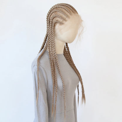 Black Braided Wigs Synthetic Full Lace Wig Glueless Full Lace Synthetic Wig Heat Resistant Fiber Wig for Women Daily Wear