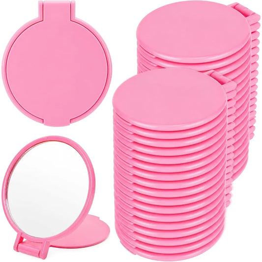 6-60 Pcs Pink Compact Portable Travel Cosmetic Mirror Bulk, Mini Folding Pocket Makeup Mirror Wedding Bridal Shower Party Favor