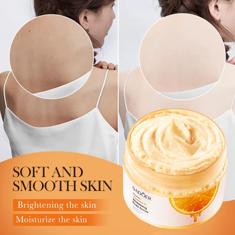 SADOER Vitamin C Body Scrub Brightening Moisturizing Anti Wrinkle Exfoliating Lotion Cream Arm Leg Scrub Skin Care