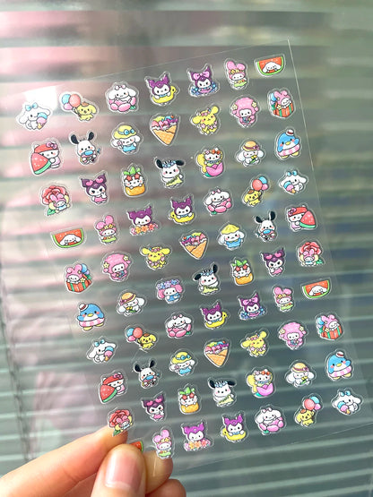 Mini Pvc Hellokitty Adhesive Stickers Nail Art Decor Cartoon Cute Hello Kitty Animals Scrapbook Handbook Waterproof Sticker Gift