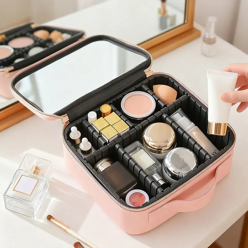 New PU Leather Cosmetic Bag For Women Professional Makeup Case Travel Toiletry Makeup Bag Beauty Nail ToolBox Make Up Handbag