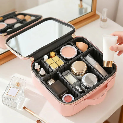 New PU Leather Cosmetic Bag For Women Professional Makeup Case Travel Toiletry Makeup Bag Beauty Nail ToolBox Make Up Handbag
